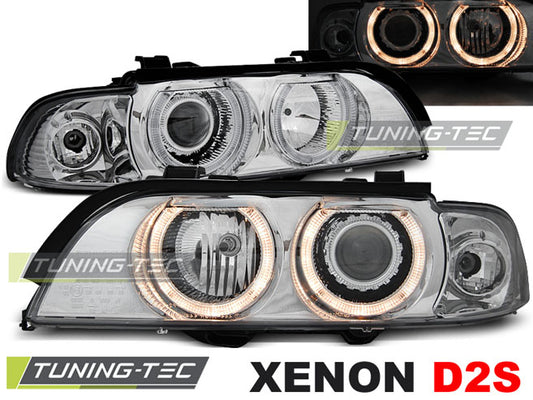 Tuning-Tec Xenon Angel Eyes Scheinwerfer für BMW 5er E39 95-00 chrom
