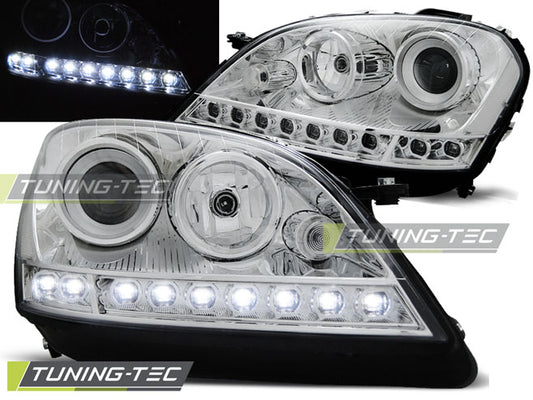 Tuning-Tec LED Tagfahrlicht Scheinwerfer für Mercedes Benz ML W164 05-07 chrom