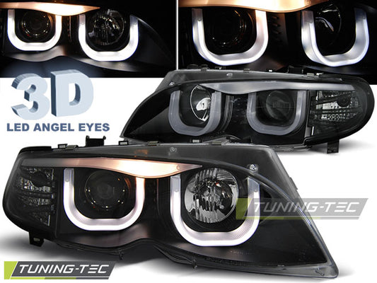 Tuning-Tec LED 3D Angel Eyes Scheinwerfer für BMW 3er E46 01-05 schwarz Set