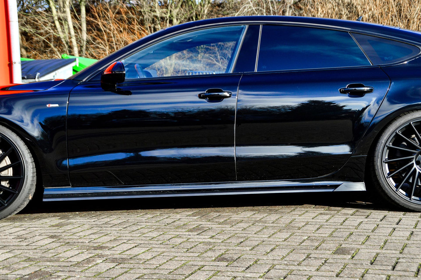 Seitenschwellersatz mit Wing Audi A7 4G C7 Facelift Bj.:2014-2018 Schwarz Glanz