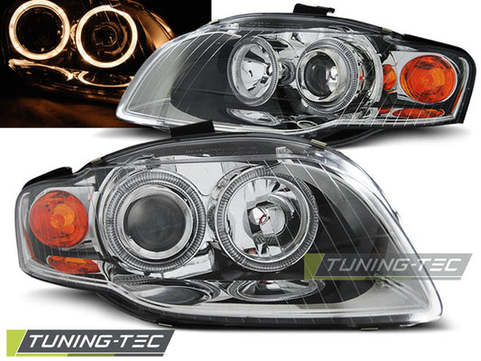 Tuning-Tec Angel Eyes Scheinwerfer für Audi A4 B7 05-08 chrom