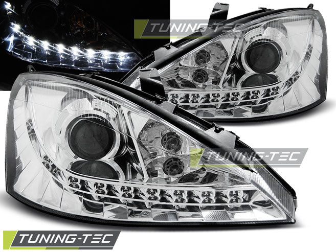 Tuning-Tec LED Tagfahrlicht Scheinwerfer für Ford Focus 98-01 chrom