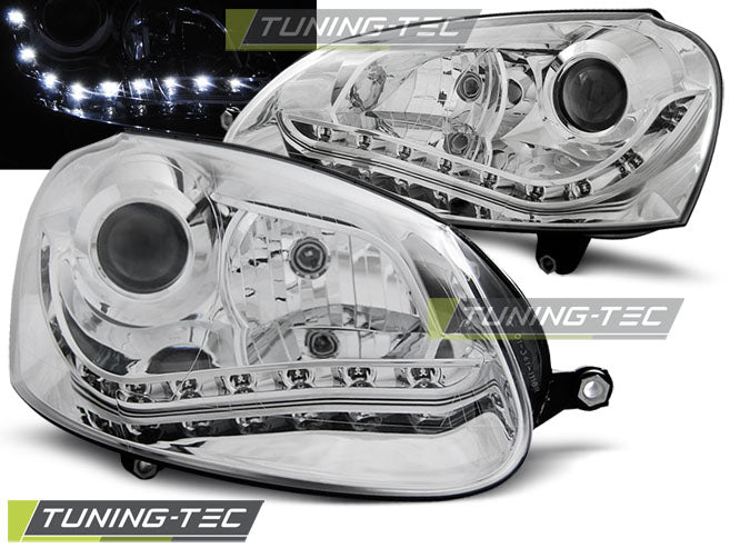 Tuning-Tec LED Tagfahrlicht Scheinwerfer für VW Golf 5 03-09 chrom