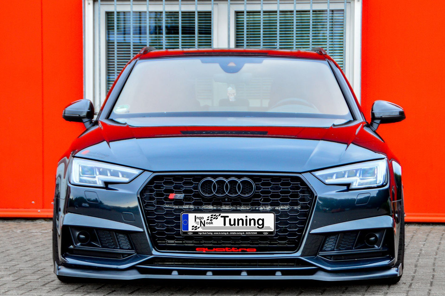 CUP Frontspoilerlippe ABS mit Seitenwing Audi S4 Typ: B9 Schwarz Glanz