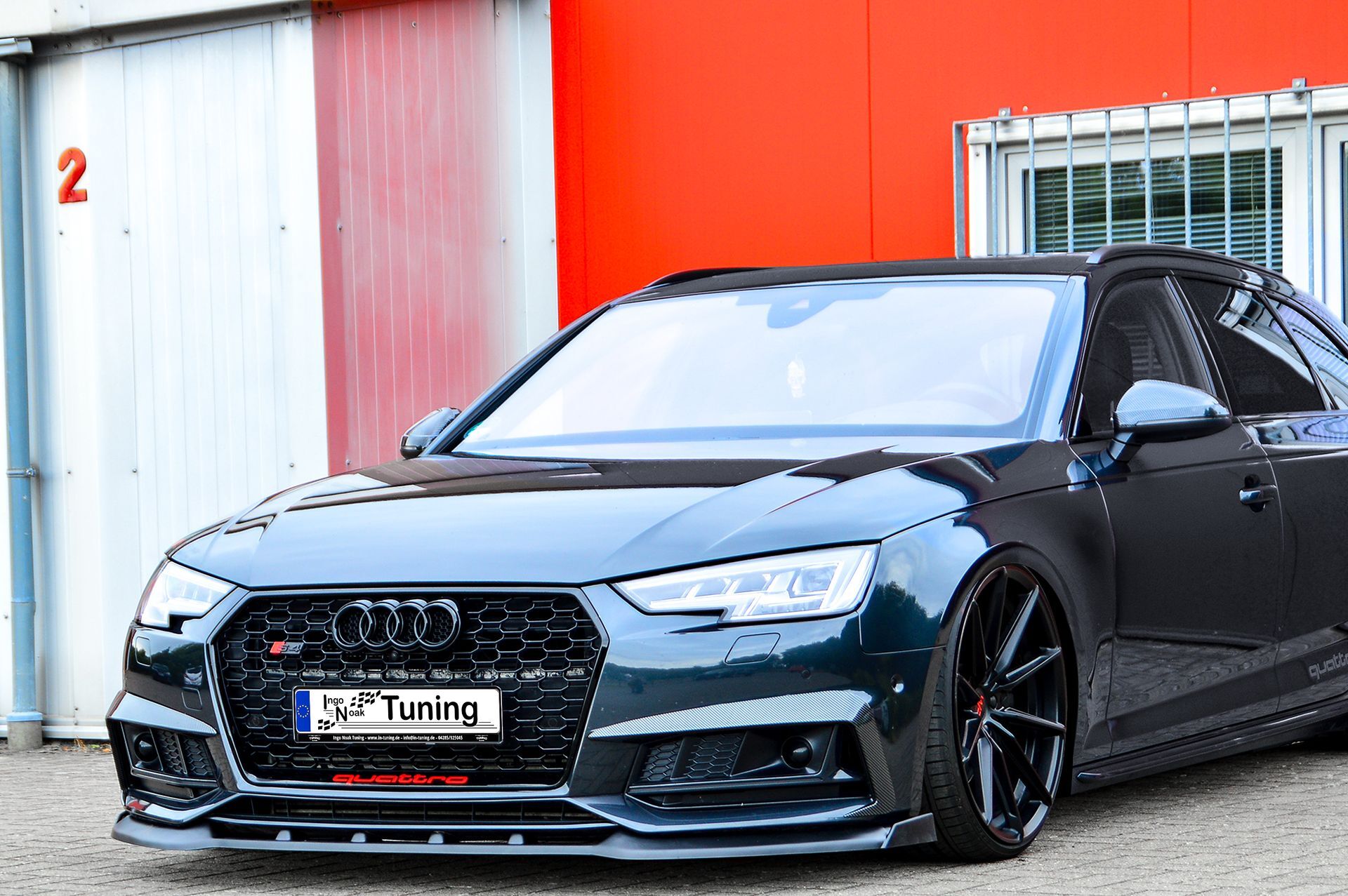 CUP Frontspoilerlippe ABS mit Seitenwing Audi S4 Typ: B9 Schwarz Matt