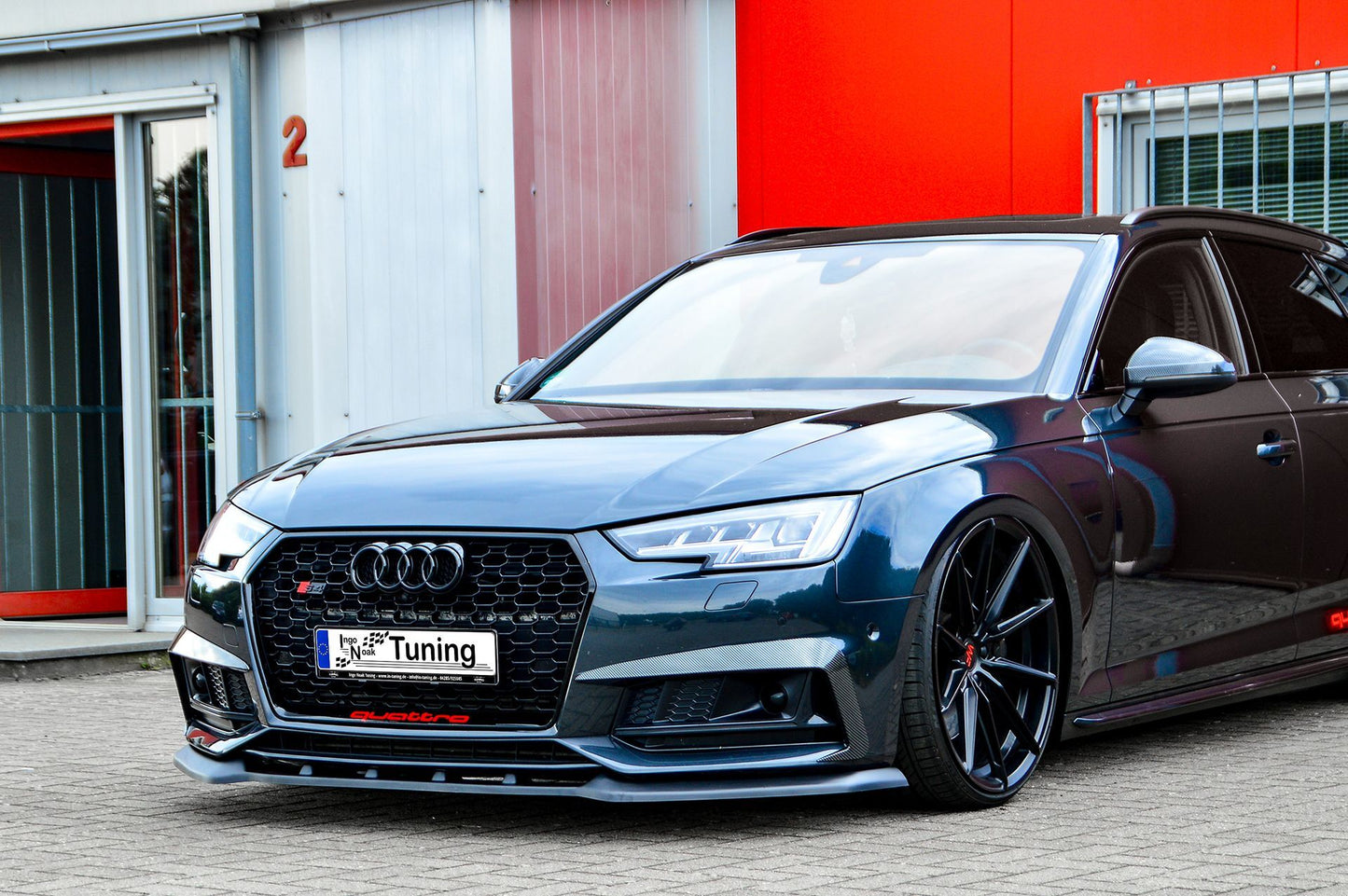 CUP Frontspoilerlippe ABS Audi S4 Typ: B9 Bj.:2015-2019 Schwarz Glanz