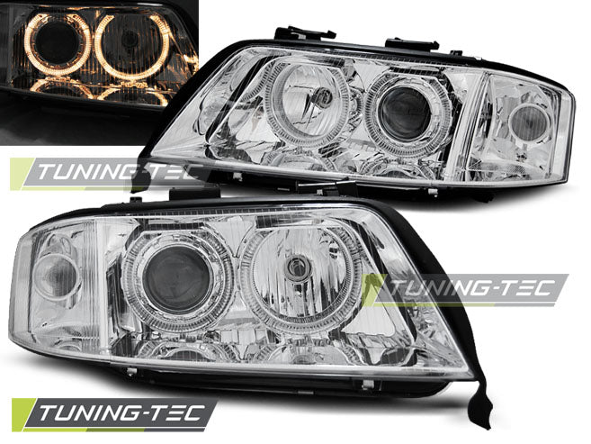 Tuning-Tec LED Angel Eyes Scheinwerfer für Audi A6 4B 01-04 chrom