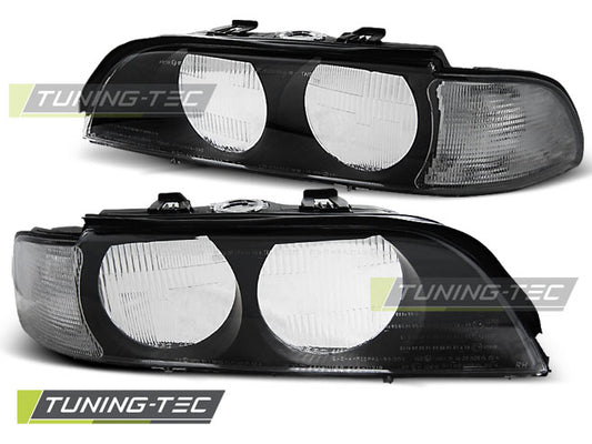 Tuning-Tec Scheinwerferglas für BMW 5er E39 Lim./Touring 95-00 schwarz/weiß
