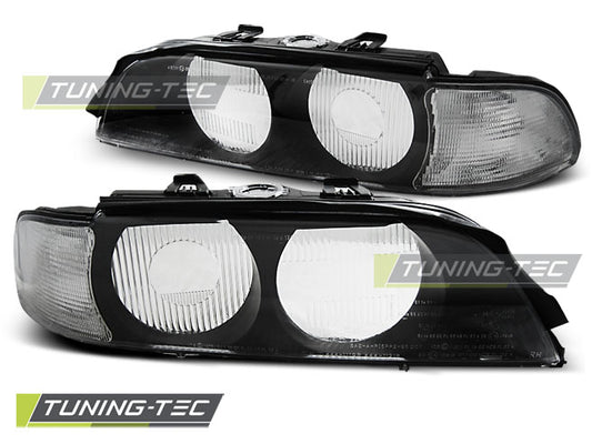 Tuning-Tec Scheinwerferglas für BMW 5er E39 Lim./Touring 95-00 schwarz/weiß