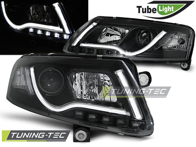 Tuning-Tec LED Tagfahrlicht Optik Scheinwerfer für Audi A6 C6 (4F) 04-08 schwarz LTI