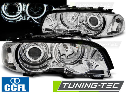 Tuning-Tec CCFL Angel Eyes Scheinwerfer für BMW 3er E46 Coupe / Cabrio 99-03 chrom Set
