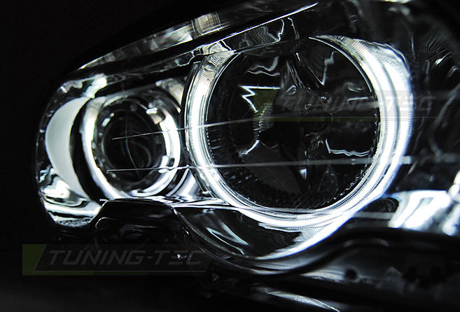 Tuning-Tec CCFL Angel Eyes Scheinwerfer für BMW 3er E46 Coupe / Cabrio 99-03 chrom Set