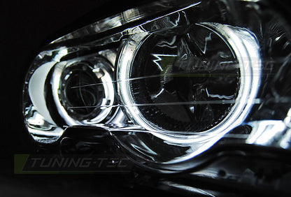 Tuning-Tec CCFL Angel Eyes Scheinwerfer für BMW 3er E46 Coupe / Cabrio 99-03 chrom Set