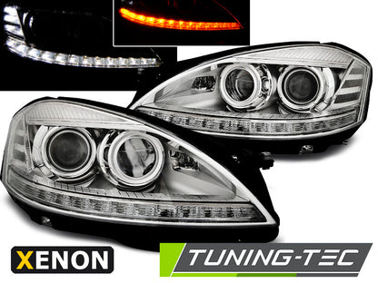 Tuning-Tec Xenon LED Tagfahrlicht Scheinwerfer für Mercedes Benz S-Klasse W221 05-09 chrom