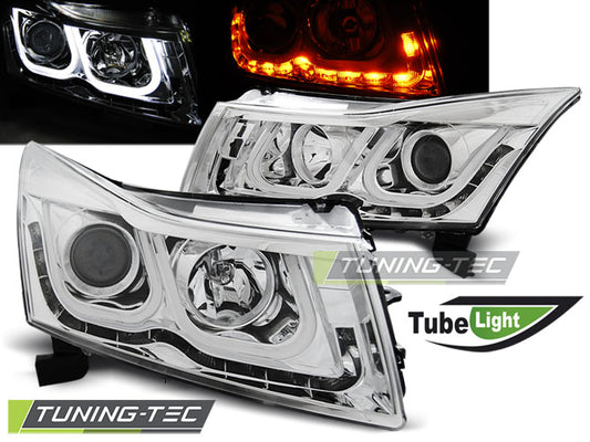 Tuning-Tec LED Tagfahrlicht Scheinwerfer für Chevrolet Cruze 09-12 chrom mit LED Blinker