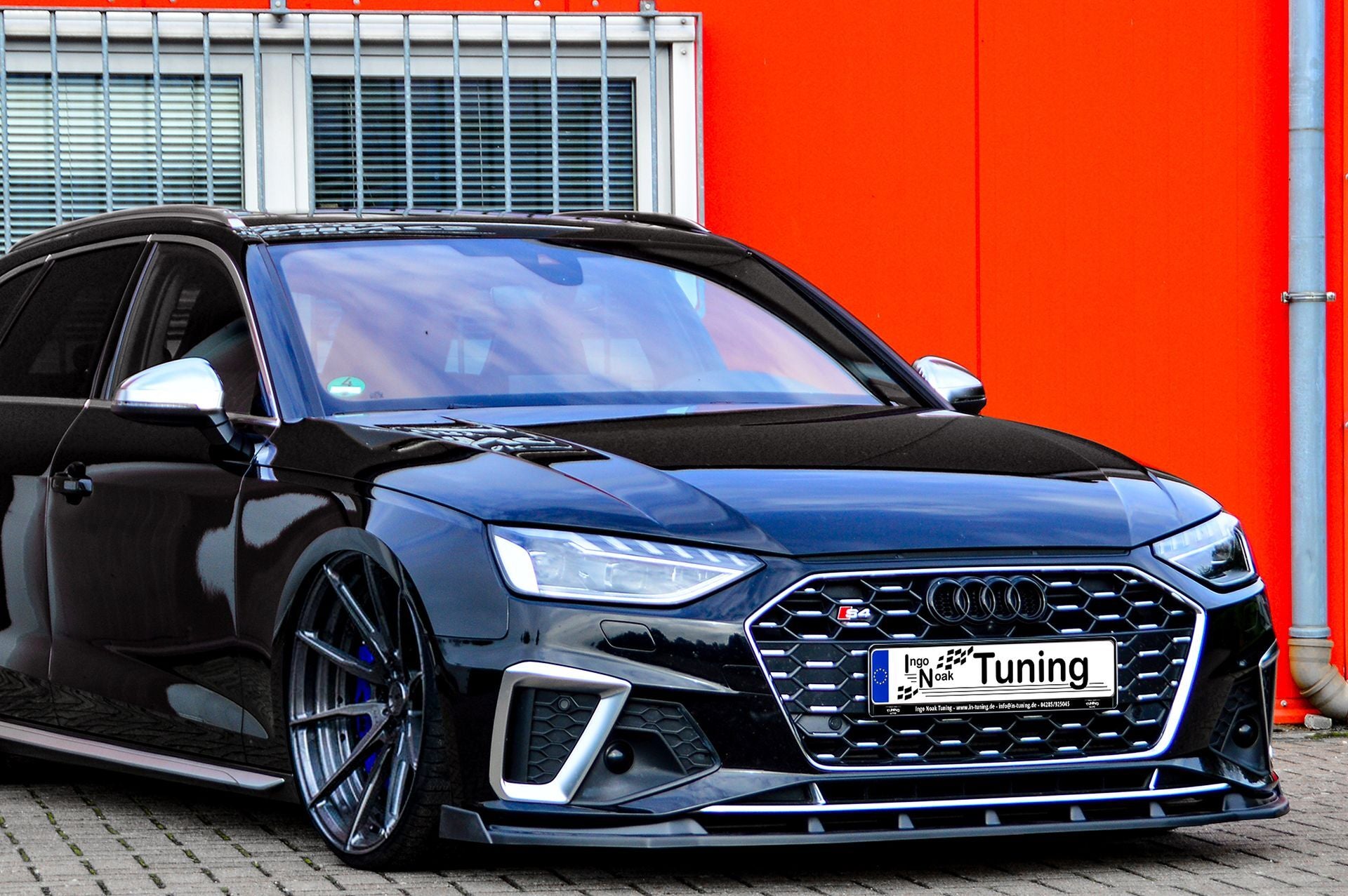 CUP Frontspoilerlippe ABS mit Seitenwing Audi A4 Facelift, B9 8W Schwarz Glanz