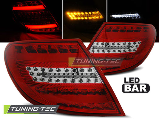 Tuning-Tec Voll LED Lightbar Rückleuchten für Mercedes Benz C-Klasse W204 Limousine 07-10 rot/klar