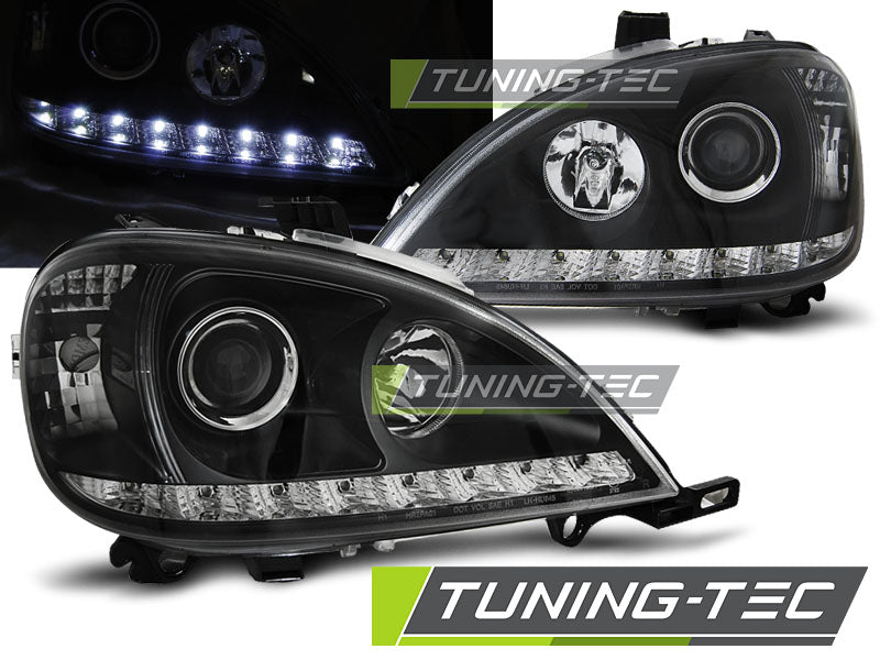 Tuning-Tec LED Tagfahrlicht Scheinwerfer für Mercedes Benz ML W163 01-05 schwarz