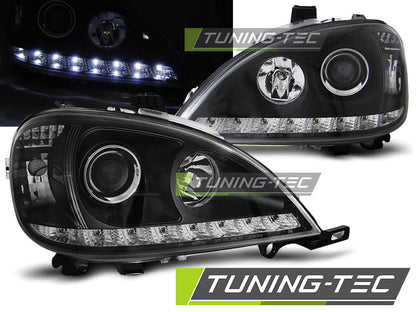 Tuning-Tec LED Tagfahrlicht Scheinwerfer für Mercedes Benz ML W163 01-05 schwarz