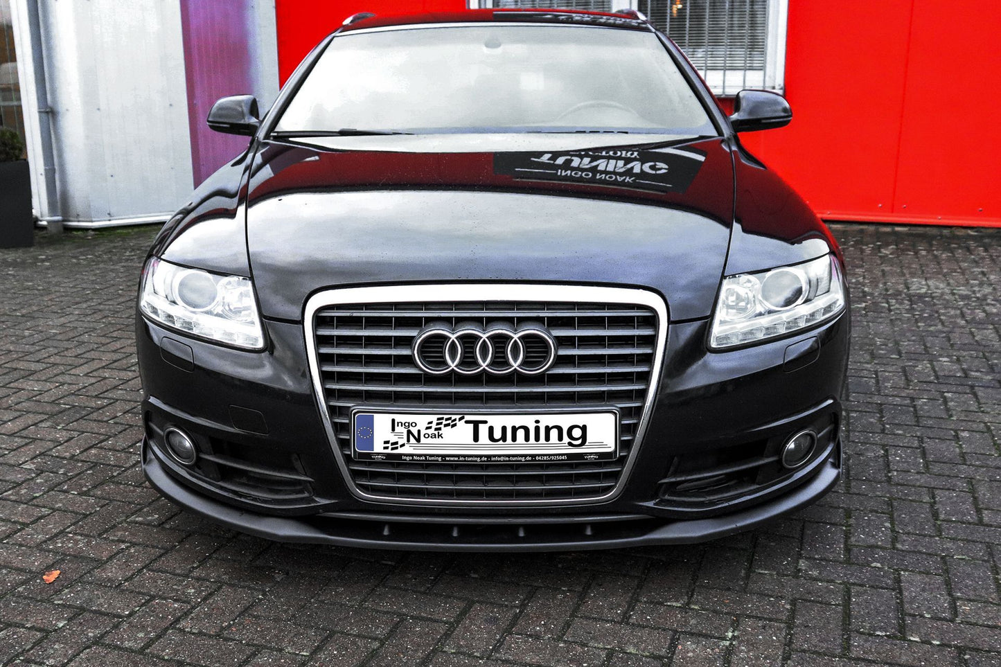 CUP Frontspoilerlippe ABS mit Seitenwing Audi A6 4F mit S-Line Schwarz Glanz