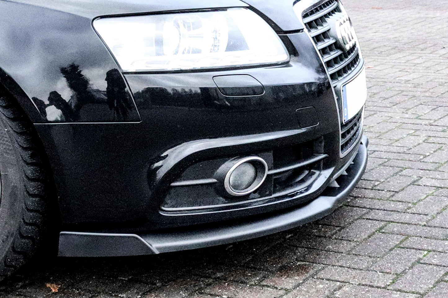 CUP Frontspoilerlippe ABS mit Seitenwing Audi A6 4F mit S-Line Schwarz Matt