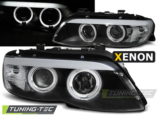 Tuning-Tec Xenon LED Angel Eyes Scheinwerfer für BMW X5 E53 03-06 schwarz