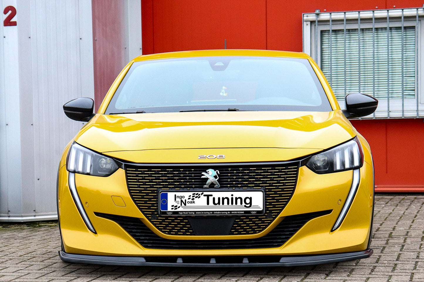 CUP Frontspoilerlippe ABS Peugeot 208 + e208 ,GT, GT-Line Schwarz Glanz