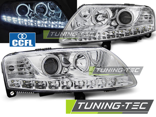 Tuning-Tec LED Angel Eyes Scheinwerfer für Audi A6 C6 (4F) 04-08 chrom