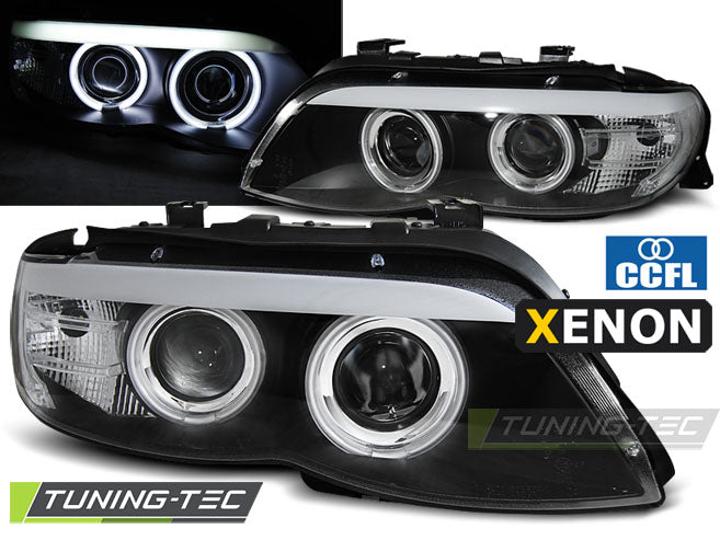 Tuning-Tec Xenon CCFL Angel Eyes Scheinwerfer für BMW X5 E53 03-06 schwarz