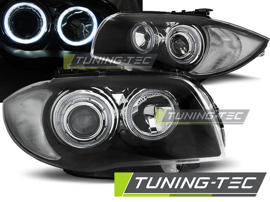 Tuning-Tec LED Angel Eyes Scheinwerfer für BMW 1er E81, E82, E87, E88 04-11 schwarz