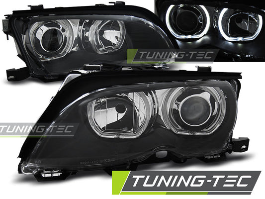 Tuning-Tec LED Angel Eyes Scheinwerfer für BMW 3er E46 01-05 schwarz Set
