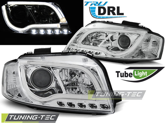Tuning-Tec LED Tagfahrlicht Scheinwerfer für Audi A3 8P 04-08 chrom
