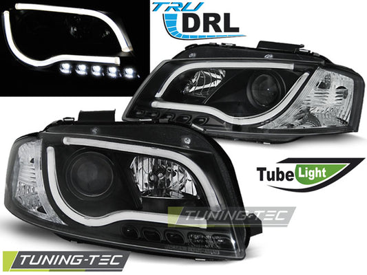 Tuning-Tec LED Tagfahrlicht Scheinwerfer für Audi A3 8P 04-08 schwarz