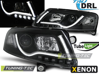 Tuning-Tec Xenon LED Tagfahrlicht Scheinwerfer für Audi A6 C6 (4F) 04-08 schwarz LTI