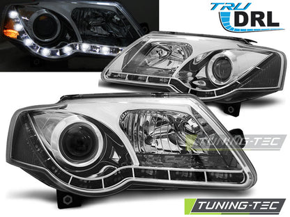 Tuning-Tec LED Tagfahrlicht Scheinwerfer für VW Passat 3C B6 05-10 chrom
