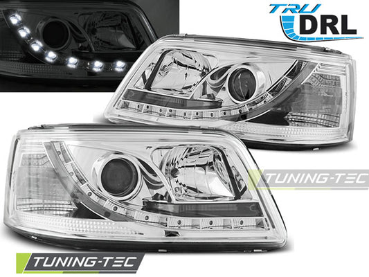 Tuning-Tec LED Tagfahrlicht Scheinwerfer für VW T5 03-09 chrom
