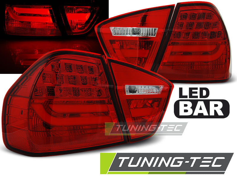 Tuning-Tec LED Lightbar Rückleuchten für BMW 3er E90 05-08 rot/klar mit LED Blinker
