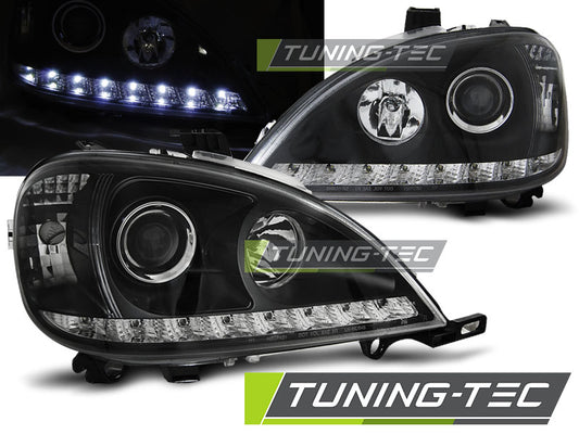 Tuning-Tec LED Tagfahrlicht Scheinwerfer für Mercedes Benz ML W163 98-01 schwarz
