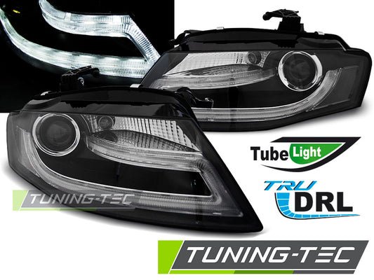 Tuning-Tec LED Tagfahrlicht Scheinwerfer für Audi A4 B8 08-11 schwarz