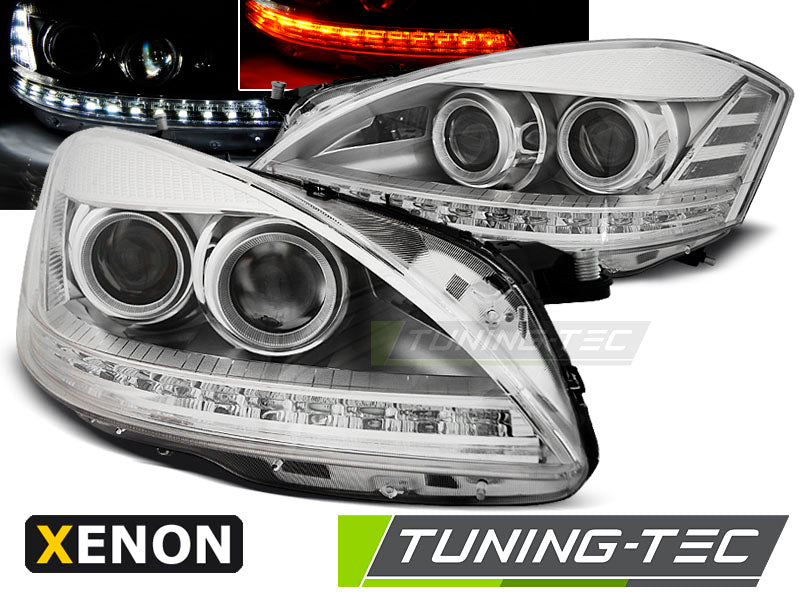 Tuning-Tec Xenon LED Tagfahrlicht Scheinwerfer für Mercedes Benz S-Klasse W221 05-09 chrom