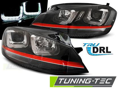 Tuning-Tec LED Tagfahrlicht Scheinwerfer für VW Golf 7 12-17 schwarz / rot