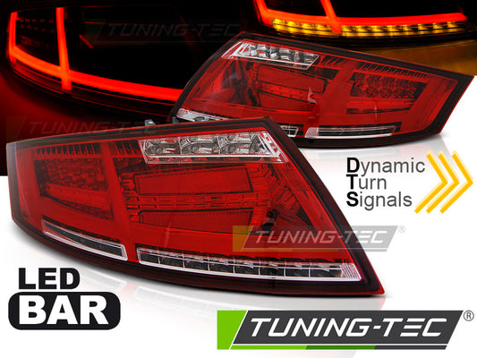 Tuning-Tec Voll LED Lightbar Rückleuchten für Audi TT 8J 06-14 rot/klar mit dynamischem Blinker