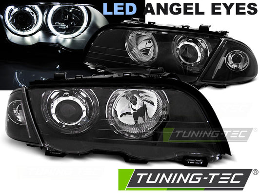 Tuning-Tec LED Angel Eyes Scheinwerfer für BMW 3er E46 98-01 schwarz Set