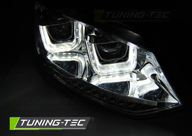 Tuning-Tec LED Tagfahrlicht Scheinwerfer für VW Polo 6R 09-14 chrom mit LED Blinker