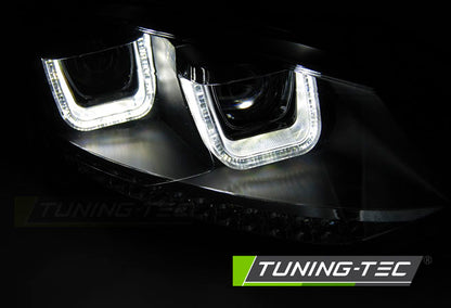 Tuning-Tec LED Tagfahrlicht Scheinwerfer für VW Polo 6R 09-14 schwarz mit dynamischem LED Blinker