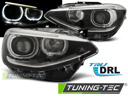 Tuning-Tec LED Tagfahrlicht Angel Eyes Scheinwerfer für BMW 1er F20/F21 11-14 schwarz