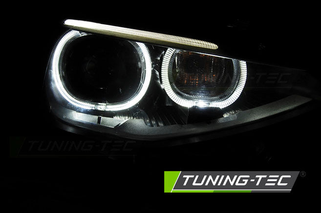 Tuning-Tec LED Tagfahrlicht Angel Eyes Scheinwerfer für BMW 1er F20/F21 11-14 schwarz