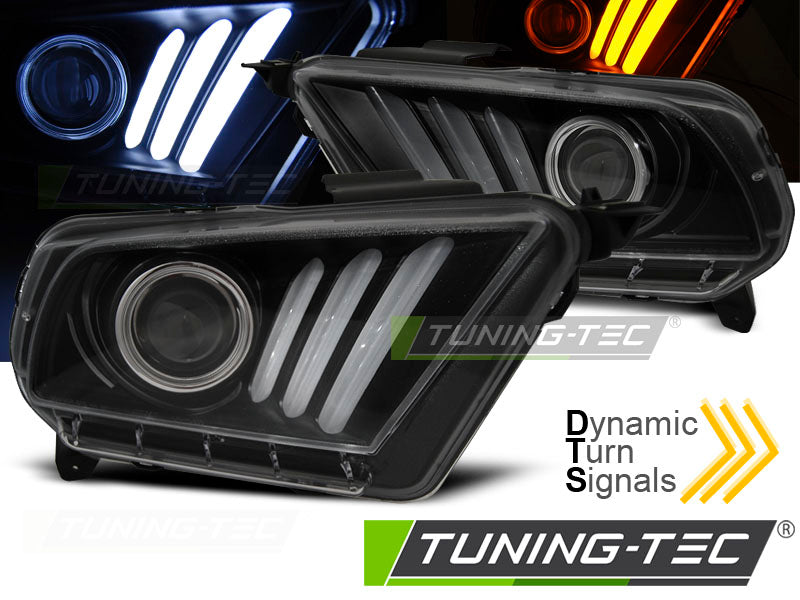 Tuning-Tec LED Tagfahrlicht Scheinwerfer für Ford Mustang V 10-13 schwarz mit dynamischem LED Blinker