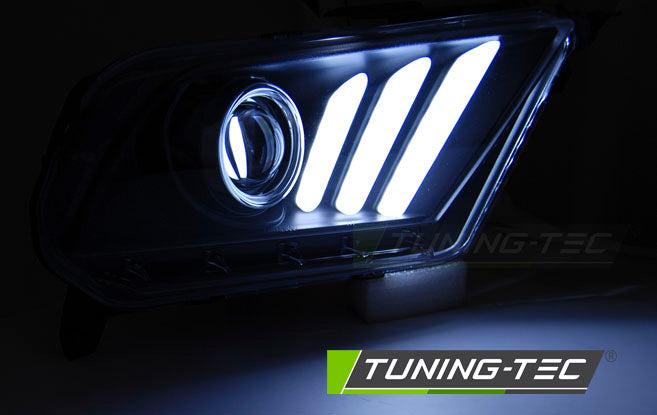 Tuning-Tec LED Tagfahrlicht Scheinwerfer für Ford Mustang V 10-13 schwarz mit dynamischem LED Blinker