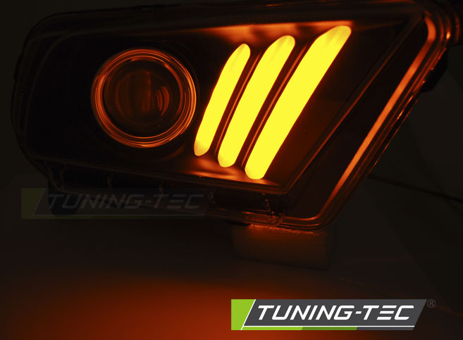Tuning-Tec LED Tagfahrlicht Scheinwerfer für Ford Mustang V 10-13 schwarz mit dynamischem LED Blinker